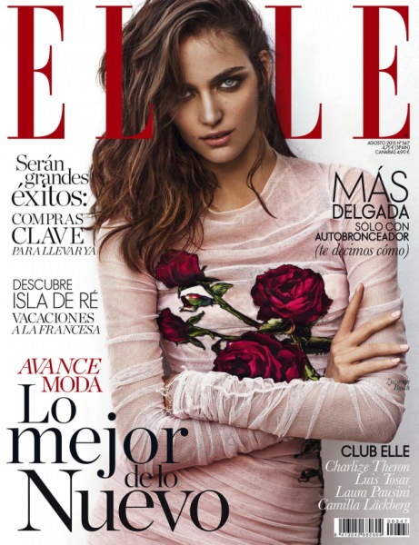 MATERIALS_072015/MODA_ZAGRANICZNA/NEWSY/TOP 10 OKLADEK MAGAZYNOW MODY 2015 ROKU/9.Elle Spain august 2015 lamode.info.jpg